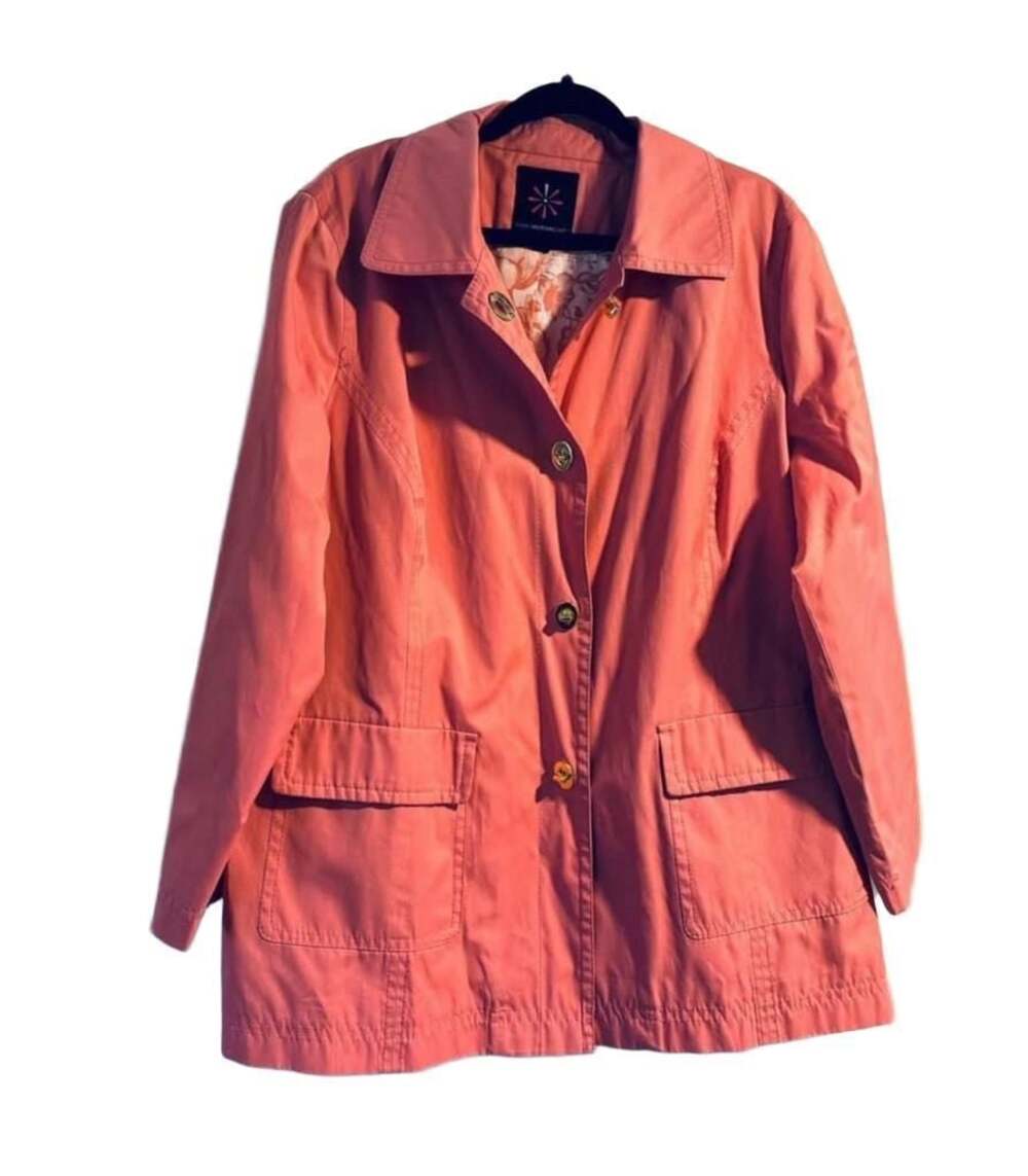 Isaac Mizrahi Live Women's Pea Coat in Coral Pink, Size 1X